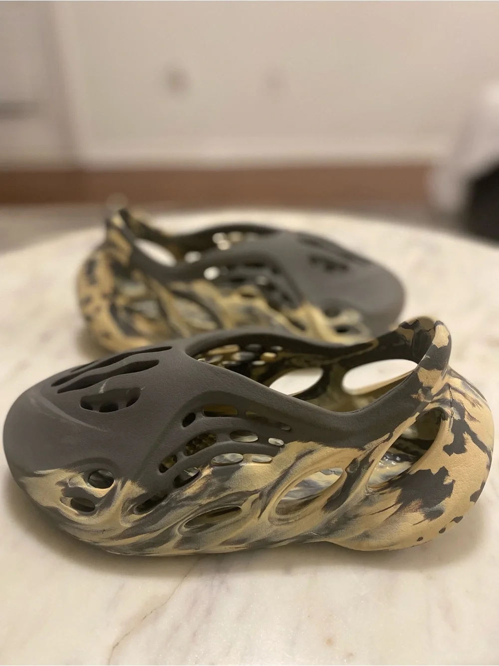 Yeezy Foam Runner Slip-On in Gray and Yellow Marbled
